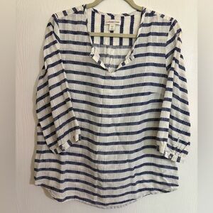 Coldwater Creek Blue and White Striped Blouse
